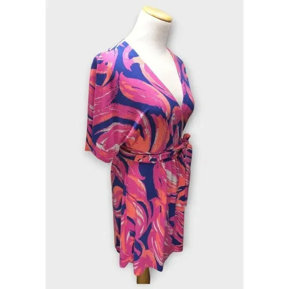 Lilly Pulitzer Amoritta Wrap Dress in Bomber Blue Plume, Bright Colors, Size S - Picture 2 of 10